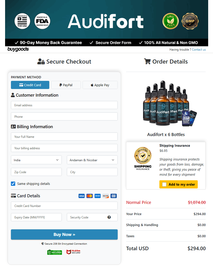 Audifort Order Page